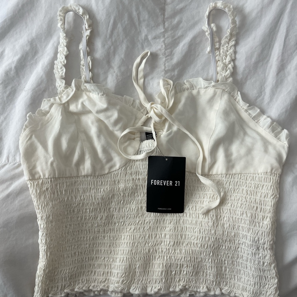 Forever 21 Cream Smocked Camisole